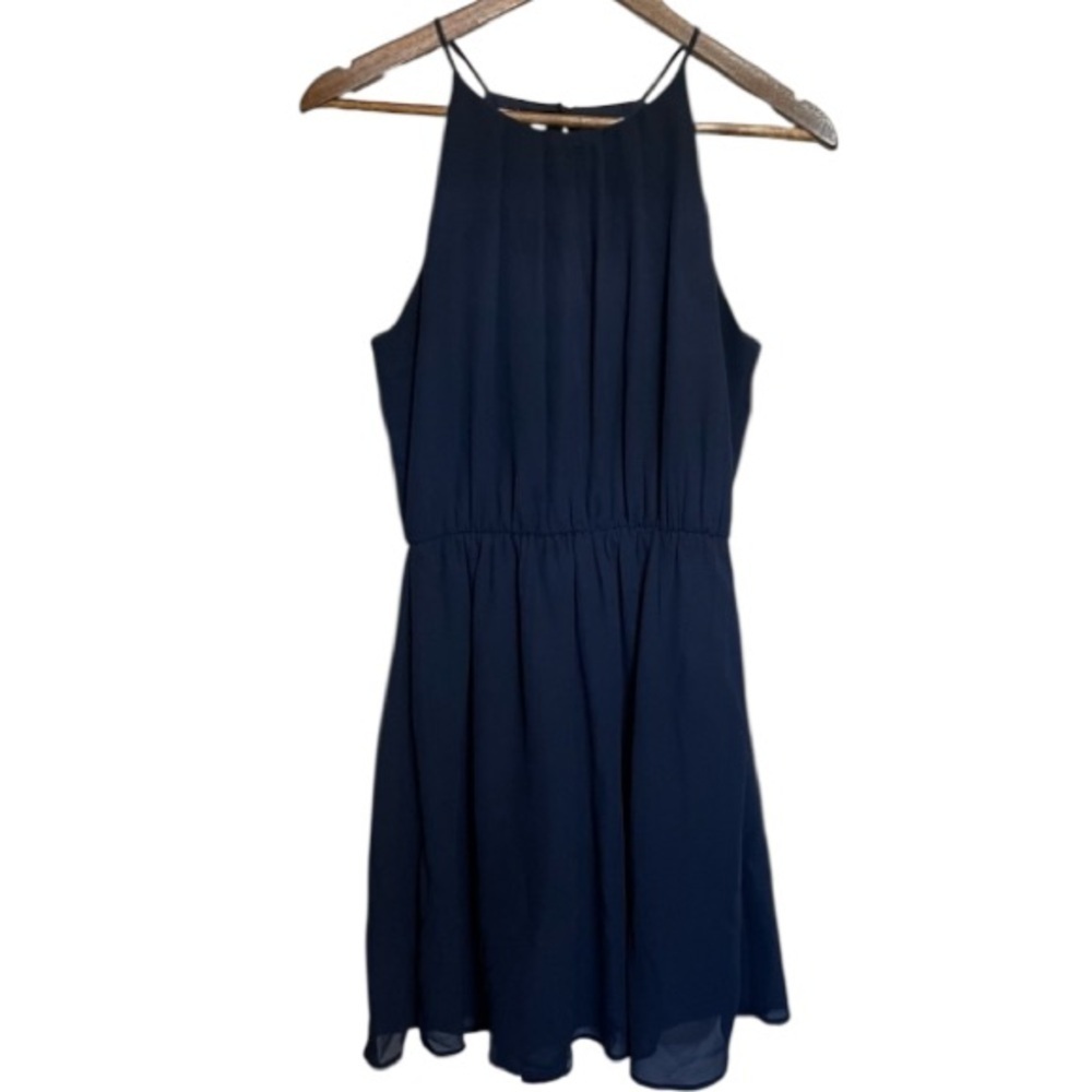 Maurices Navy Blue Pleated Halter Dress Women’s Small